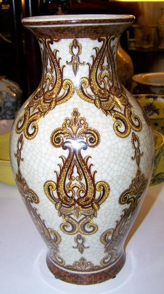 Mosaic Magnificence - Luxury Handmade and Painted Reproduction Chinese Porcelain - 14 Inch Mantle Vase, Jardiniere - Style 3